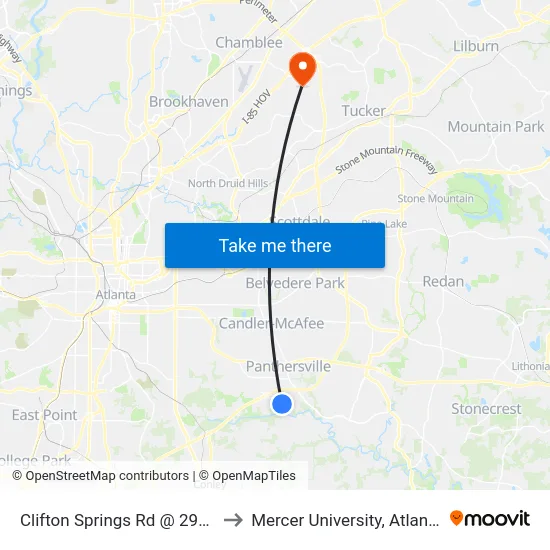 Clifton Springs Rd @ 2946 to Mercer University, Atlanta map