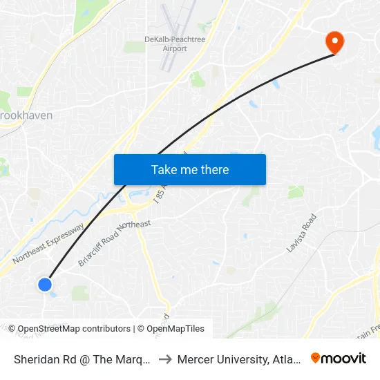 Sheridan Rd @ The Marquis to Mercer University, Atlanta map