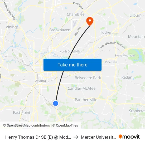 Henry Thomas Dr SE (E) @ Mcdonough Blvd SE to Mercer University, Atlanta map