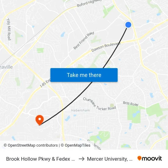 Brook Hollow Pkwy & Fedex Entrance to Mercer University, Atlanta map