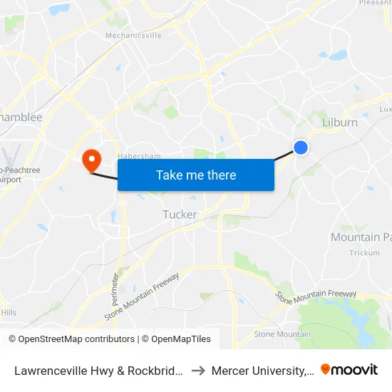 Lawrenceville Hwy & Rockbridge Rd (Citgo to Mercer University, Atlanta map