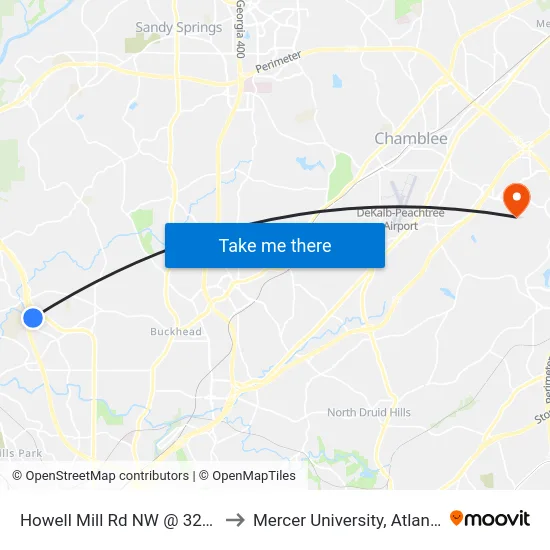 Howell Mill Rd NW @ 3280 to Mercer University, Atlanta map