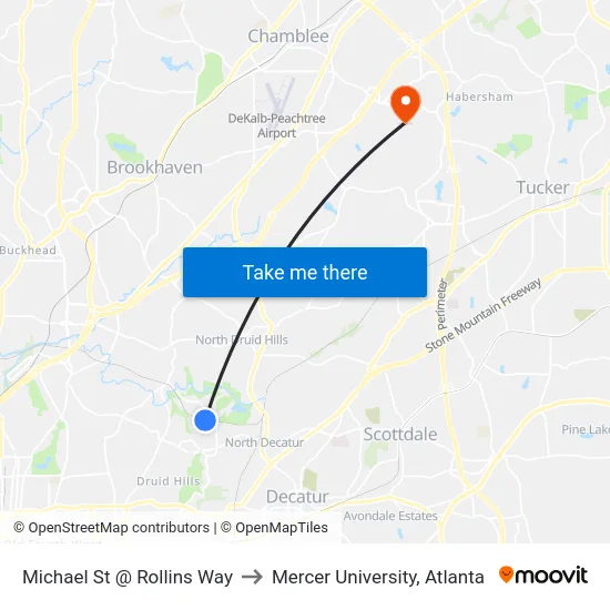 Michael St @ Rollins Way to Mercer University, Atlanta map