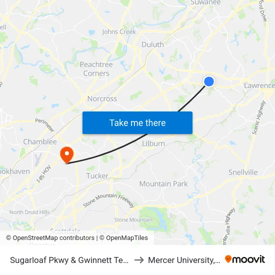 Sugarloaf Pkwy & Gwinnett Tech (2nd Entr to Mercer University, Atlanta map
