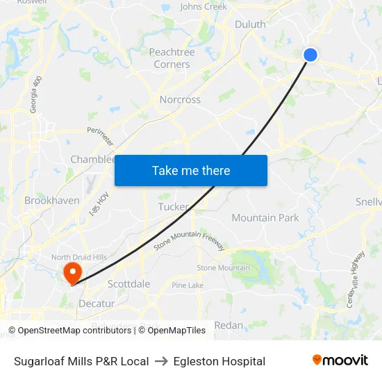 Sugarloaf Mills P&R Local to Egleston Hospital map