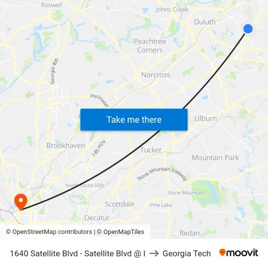 1640 Satellite Blvd - Satellite Blvd @ I to Georgia Tech map
