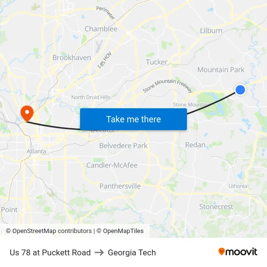 Us 78 at Puckett Road to Georgia Tech map