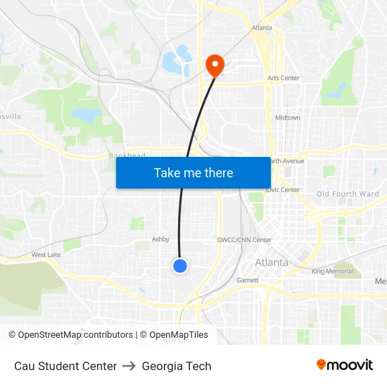 Cau Student Center to Georgia Tech map