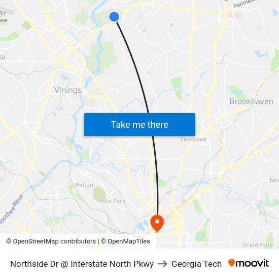 Northside Dr @ Interstate North Pkwy to Georgia Tech map