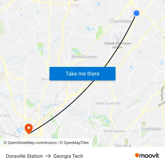 Doraville Station to Georgia Tech map