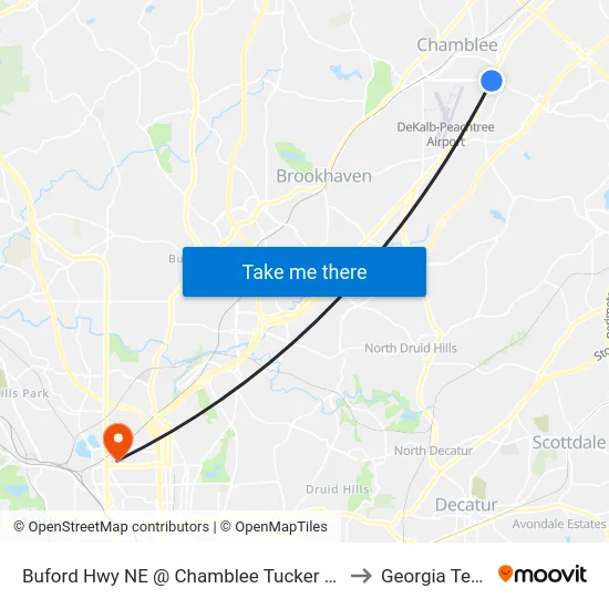 Buford Hwy NE @ Chamblee Tucker Rd to Georgia Tech map