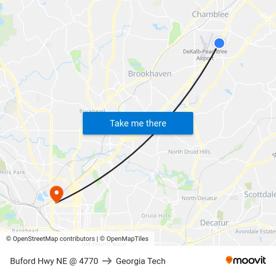 Buford Hwy NE @ 4770 to Georgia Tech map