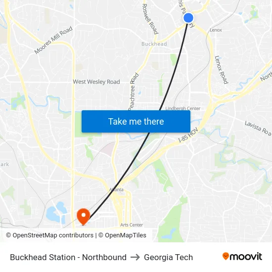 Buckhead Station - Northbound to Georgia Tech map