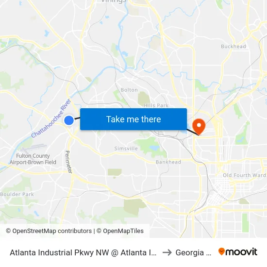 Atlanta Industrial Pkwy NW @ Atlanta Industrial Dr to Georgia Tech map