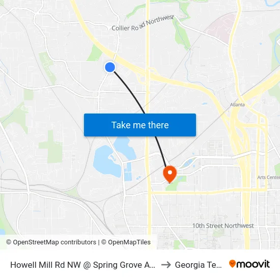 Howell Mill Rd NW @ Spring Grove Ave to Georgia Tech map