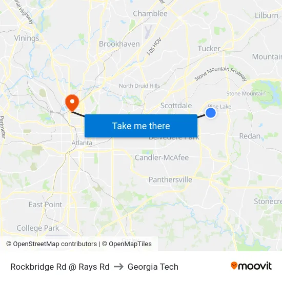 Rockbridge Rd @ Rays Rd to Georgia Tech map