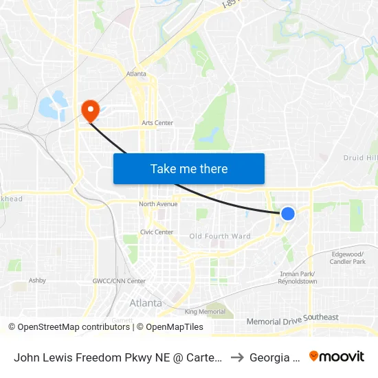 John Lewis Freedom Pkwy NE @ Carter Center Entr to Georgia Tech map