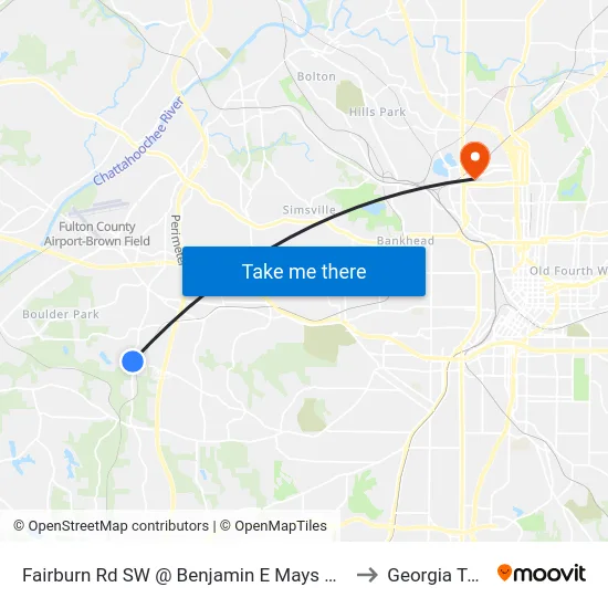 Fairburn Rd SW @ Benjamin E Mays Dr SW to Georgia Tech map