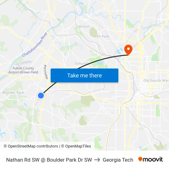 Nathan Rd SW @ Boulder Park Dr SW to Georgia Tech map