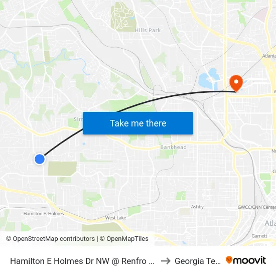 Hamilton E Holmes Dr NW @ Renfro Dr N to Georgia Tech map