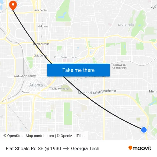 Flat Shoals Rd SE @ 1930 to Georgia Tech map