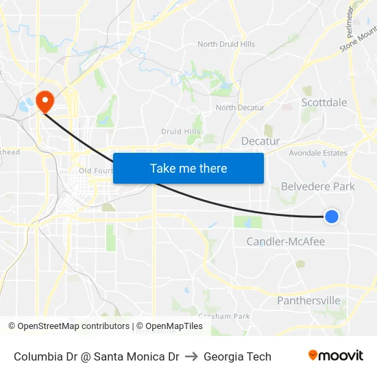 Columbia Dr @ Santa Monica Dr to Georgia Tech map