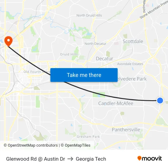 Glenwood Rd @ Austin Dr to Georgia Tech map