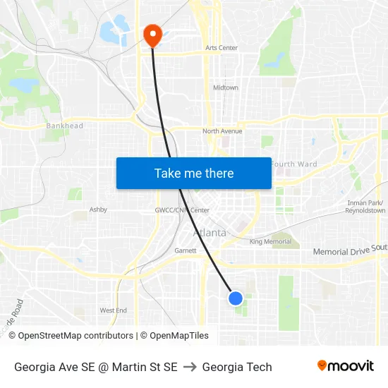 Georgia Ave SE @ Martin St SE to Georgia Tech map