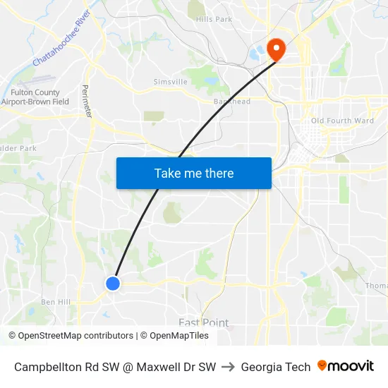Campbellton Rd SW @ Maxwell Dr SW to Georgia Tech map