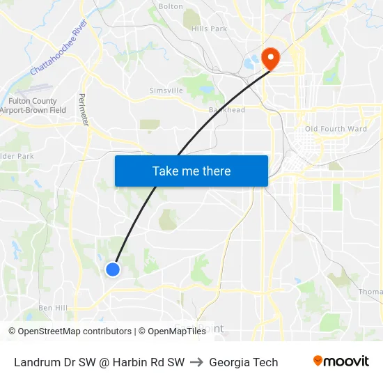 Landrum Dr SW @ Harbin Rd SW to Georgia Tech map