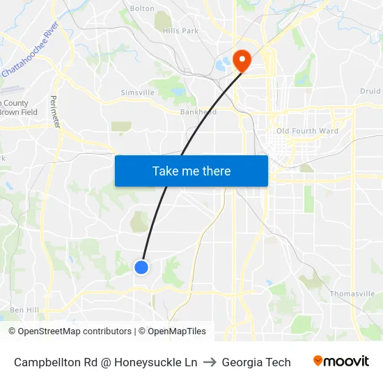 Campbellton Rd @ Honeysuckle Ln to Georgia Tech map