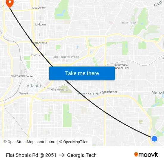 Flat Shoals Rd @ 2051 to Georgia Tech map