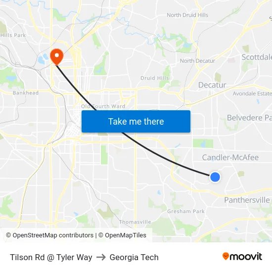 Tilson Rd @ Tyler Way to Georgia Tech map