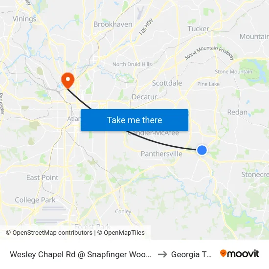 Wesley Chapel Rd @ Snapfinger Woods Dr to Georgia Tech map