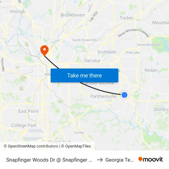 Snapfinger Woods Dr @ Snapfinger Rd to Georgia Tech map