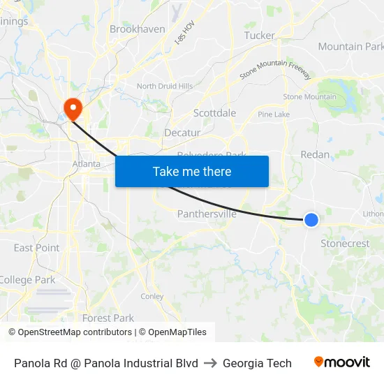 Panola Rd @ Panola Industrial Blvd to Georgia Tech map