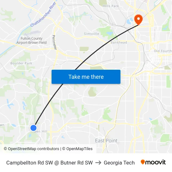 Campbellton Rd SW @ Butner Rd SW to Georgia Tech map