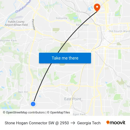 Stone Hogan Connector SW @ 2950 to Georgia Tech map