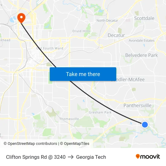 Clifton Springs Rd @ 3240 to Georgia Tech map