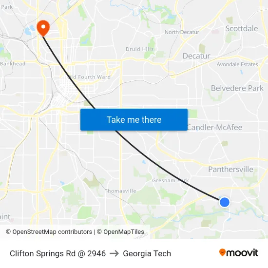 Clifton Springs Rd @ 2946 to Georgia Tech map