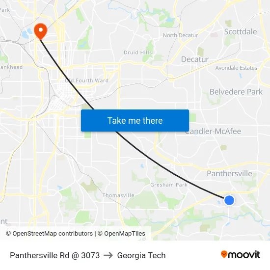 Panthersville Rd @ 3073 to Georgia Tech map