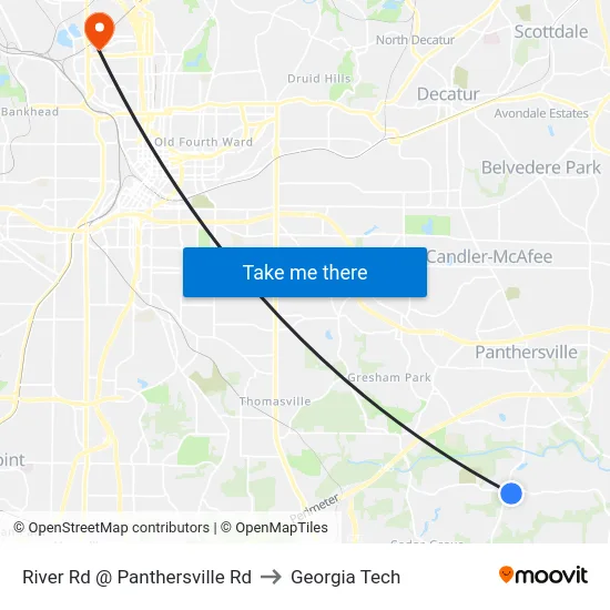 River Rd @ Panthersville Rd to Georgia Tech map