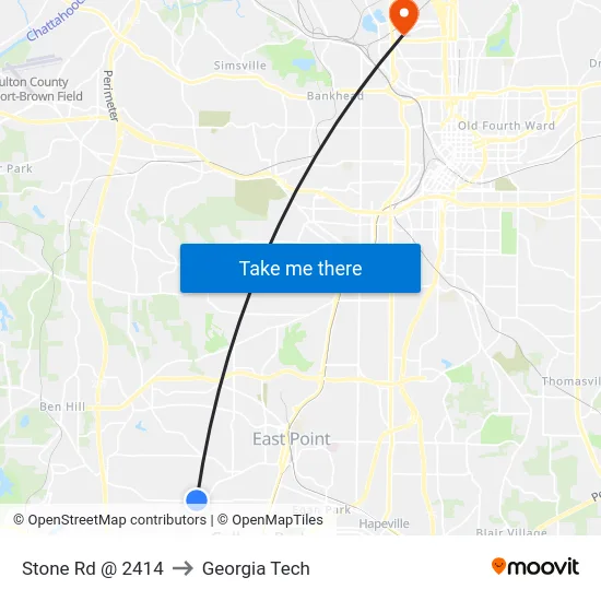 Stone Rd @ 2414 to Georgia Tech map