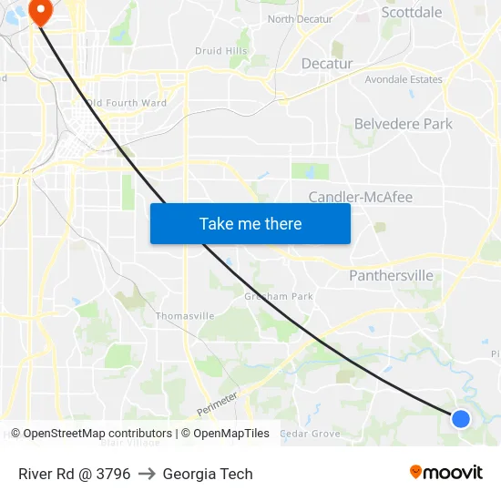 River Rd @ 3796 to Georgia Tech map
