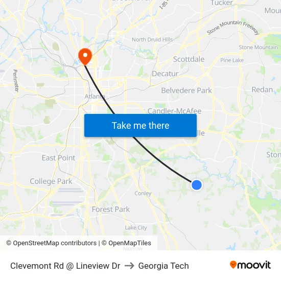 Clevemont Rd @ Lineview Dr to Georgia Tech map
