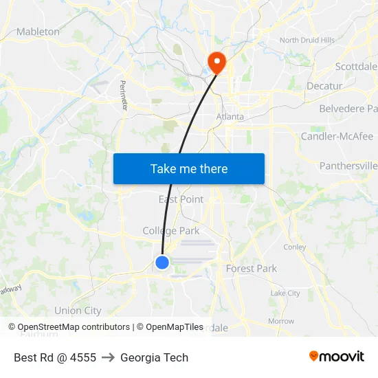 Best Rd @ 4555 to Georgia Tech map