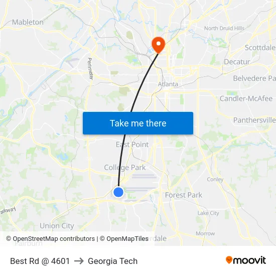 Best Rd @ 4601 to Georgia Tech map