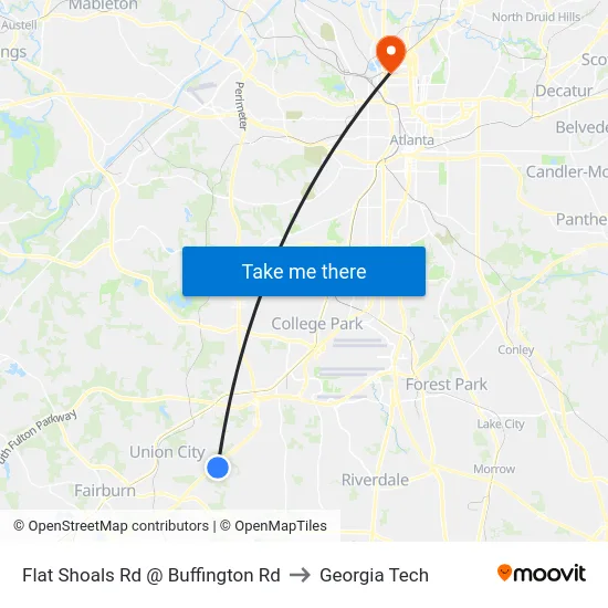 Flat Shoals Rd @ Buffington Rd to Georgia Tech map