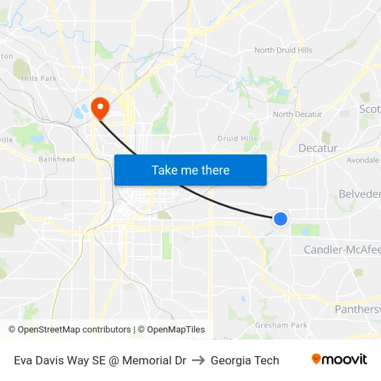 Eva Davis Way SE @ Memorial Dr to Georgia Tech map