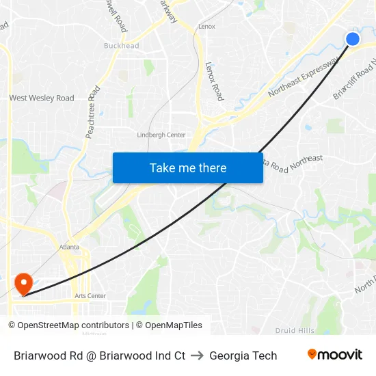 Briarwood Rd @ Briarwood Ind Ct to Georgia Tech map
